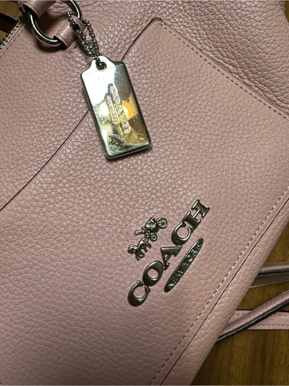 Coach Pink Pebbled Leather Mini Emma Crossbody Satchel